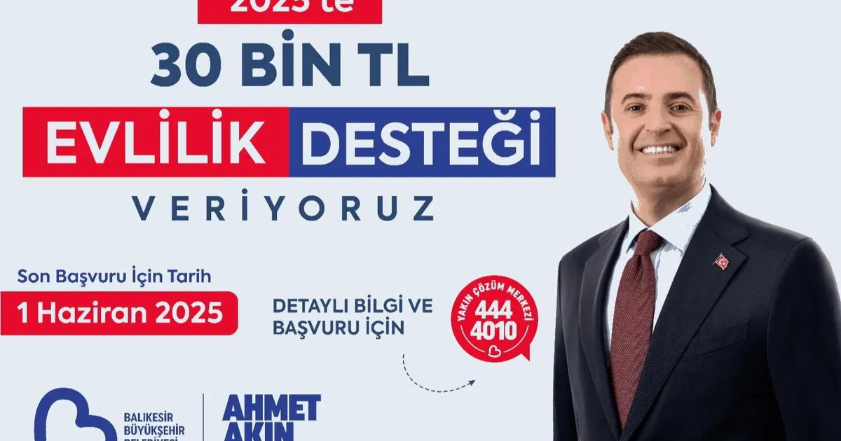 Balıkesir’den 30 bin liralık evlilik desteği
